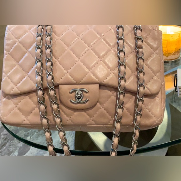 CHANEL Classic Double Flap Medium Quilted Leather Shoulder Bag Pink - Picture 1 of 11